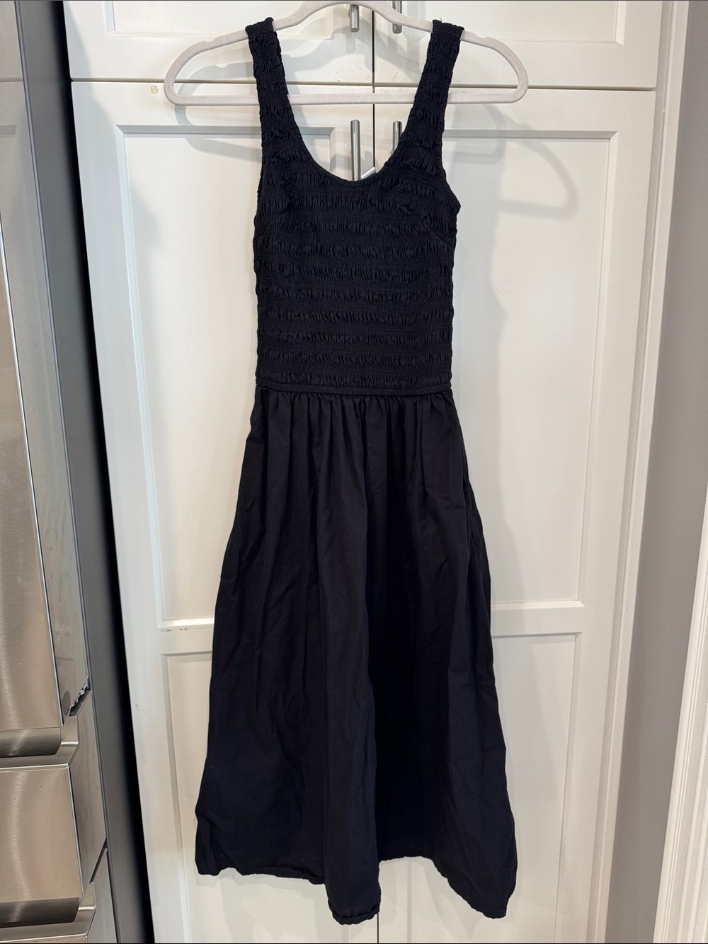 Sincerly Jules Black Smocked Tank Midi Dress With Full Skirt